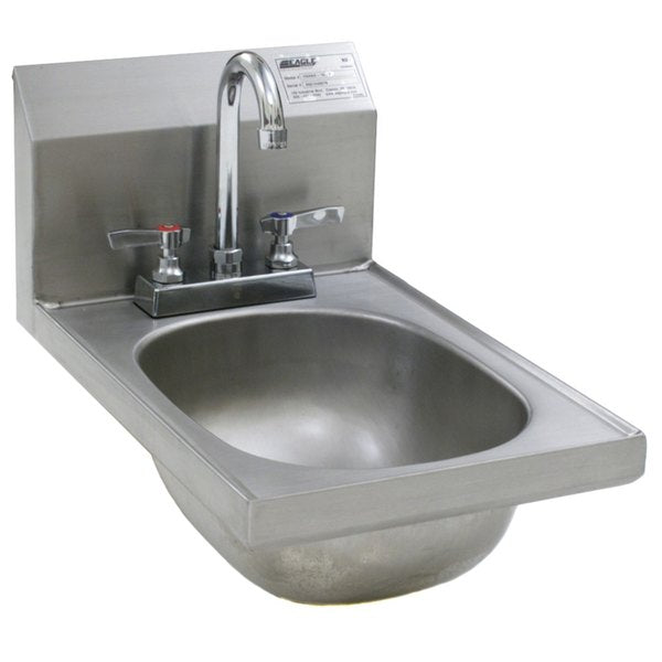 Eagle Group HSAND-10-F - Fregadero de mano con grifo de cuello de cisne para montaje en cubierta y desagüe de cesta