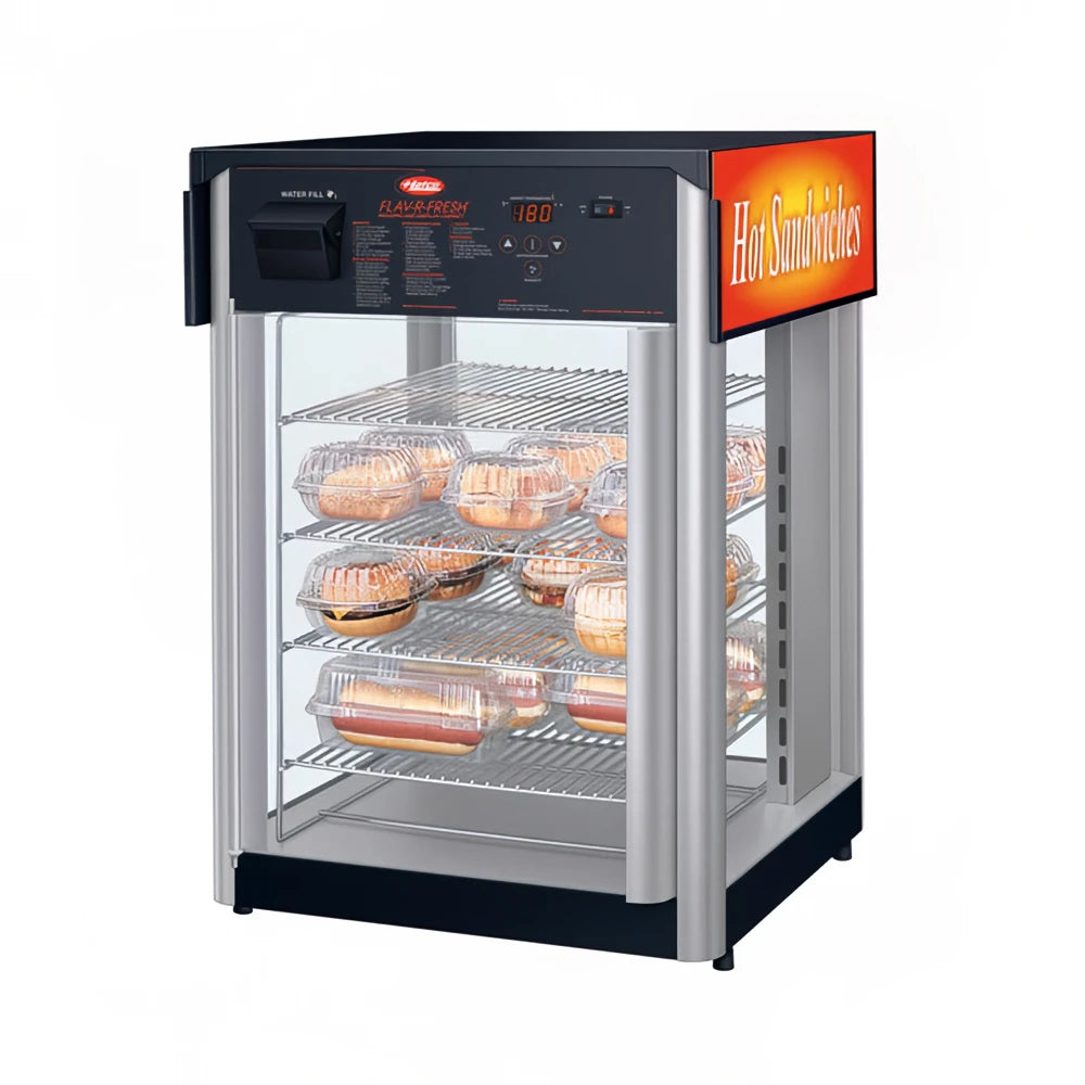 Hatco - Model FDWD-1 Dual Service Countertop Heated Display Case - (4) Shelves, 120v