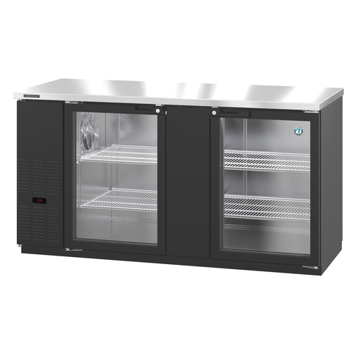 Hoshizaki BB69-G 69-1/2" Two-Section Glass Door Back Bar Cooler – 22.14 Cu. Ft.