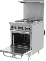 Empero EMP.PLS.7KE021-USA 24" 4-Burner Commercial Electric Range with Oven, 208V, 3-Phase