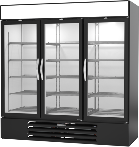 Beverage Air MMF72HC-1-B 68 Cu. Ft. Three-Door Glass Merchandiser Freezer