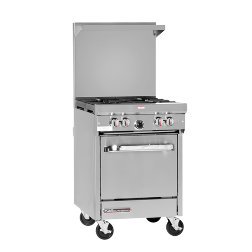 Southbend S24E S-Series 24" 4-Burner Gas Restaurant Range with Space-Saver Oven – 147,000 BTU