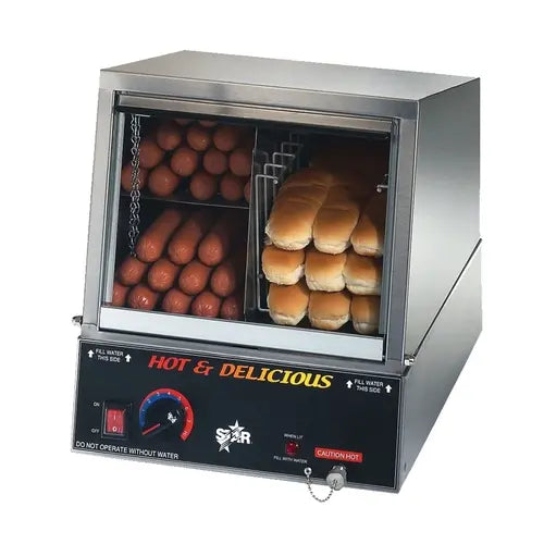 Star 35SSA 15 Inch Hot Dog Steamer and Bun Warmer with Juice Tray - 170 Dog Capacity