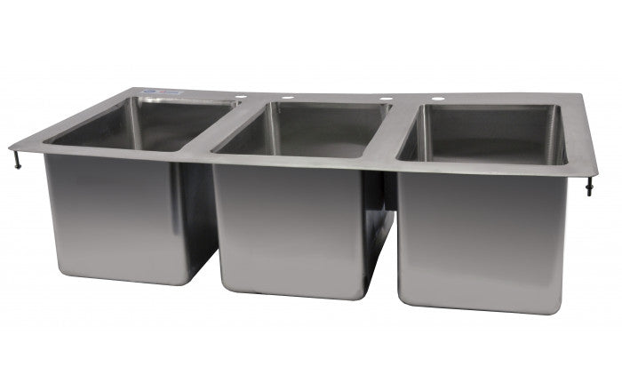 Omcan USA 39783 - three compartment Drop-In Sink 10"W x 14"L, 10"deep